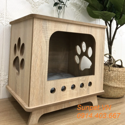 Nhà gỗ cho mèo, chuồng mèo gỗ